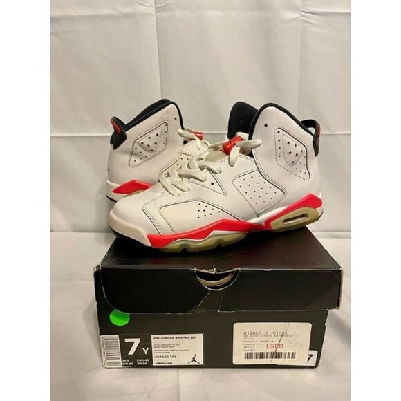 2014 Nike Air Jordan 6 VI Retro 384664-123 White Infrared AJ6 Sz 7Y - Picture 1 of 11